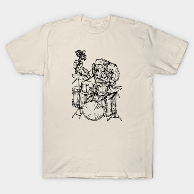 SEEMBO Neanderthal Playing Drums Drummer Drumming Fun Band T-Shirt by SEEMBO